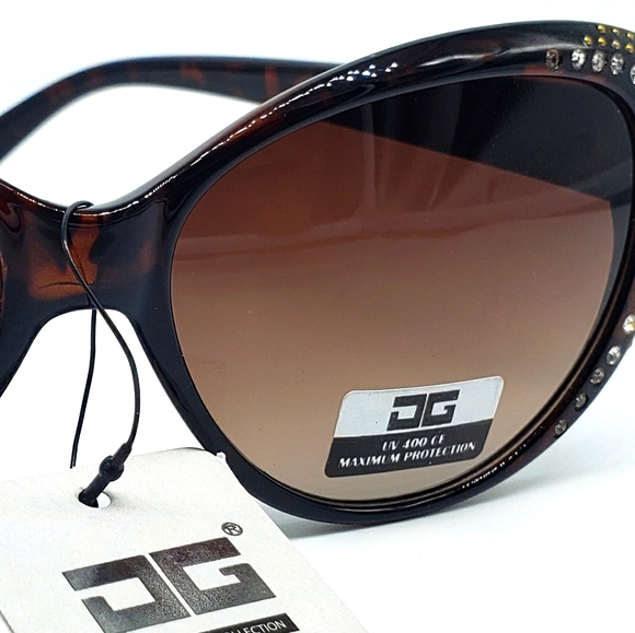 Tortoise Shell Rhinestone & Stud Sunglasses - Picture 8 of 11